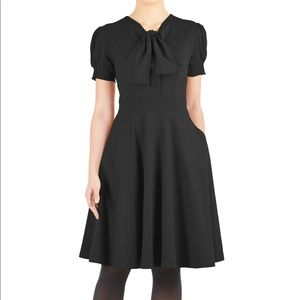 EShakti Tie Neck Cotton Knit Dress